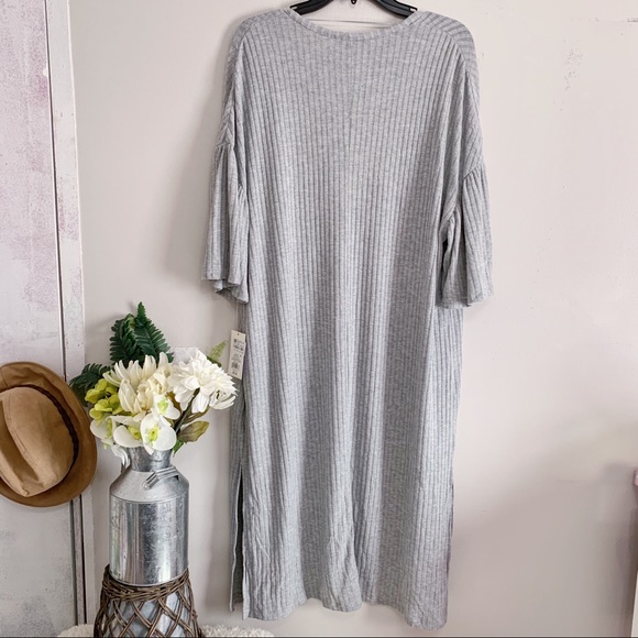 Stars Above Women’s Gray Short Bell Sleeve Wide Rib Robe - Picture 7 of 8